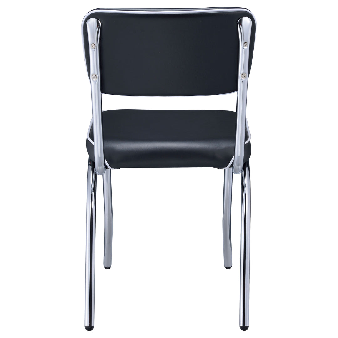 Retro Open Back Side Chairs Black and Chrome (Set of 2)