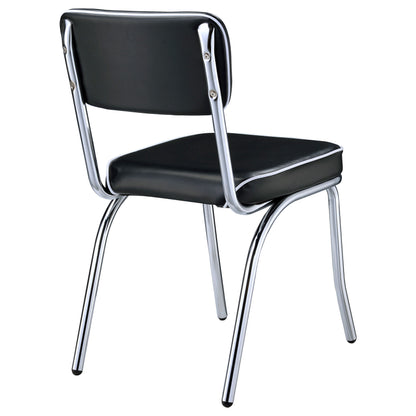 Retro Open Back Side Chairs Black and Chrome (Set of 2)