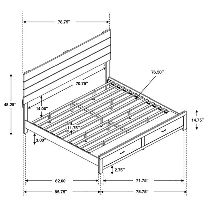 Brantford Wood Eastern King Storage Panel Bed Barrel Oak