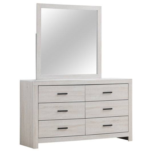 Brantford 6-drawer Dresser with Mirror Coastal White