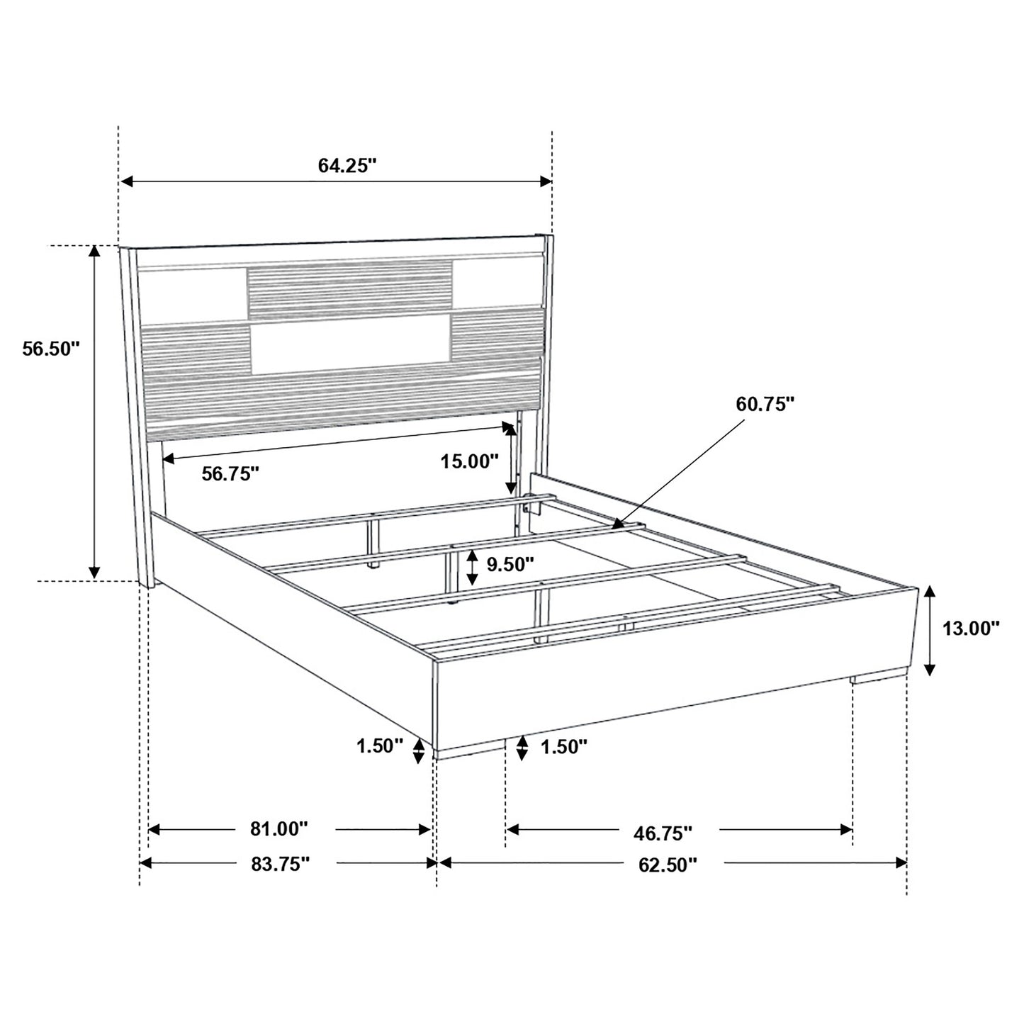 Blacktoft Wood Queen Panel Bed Black