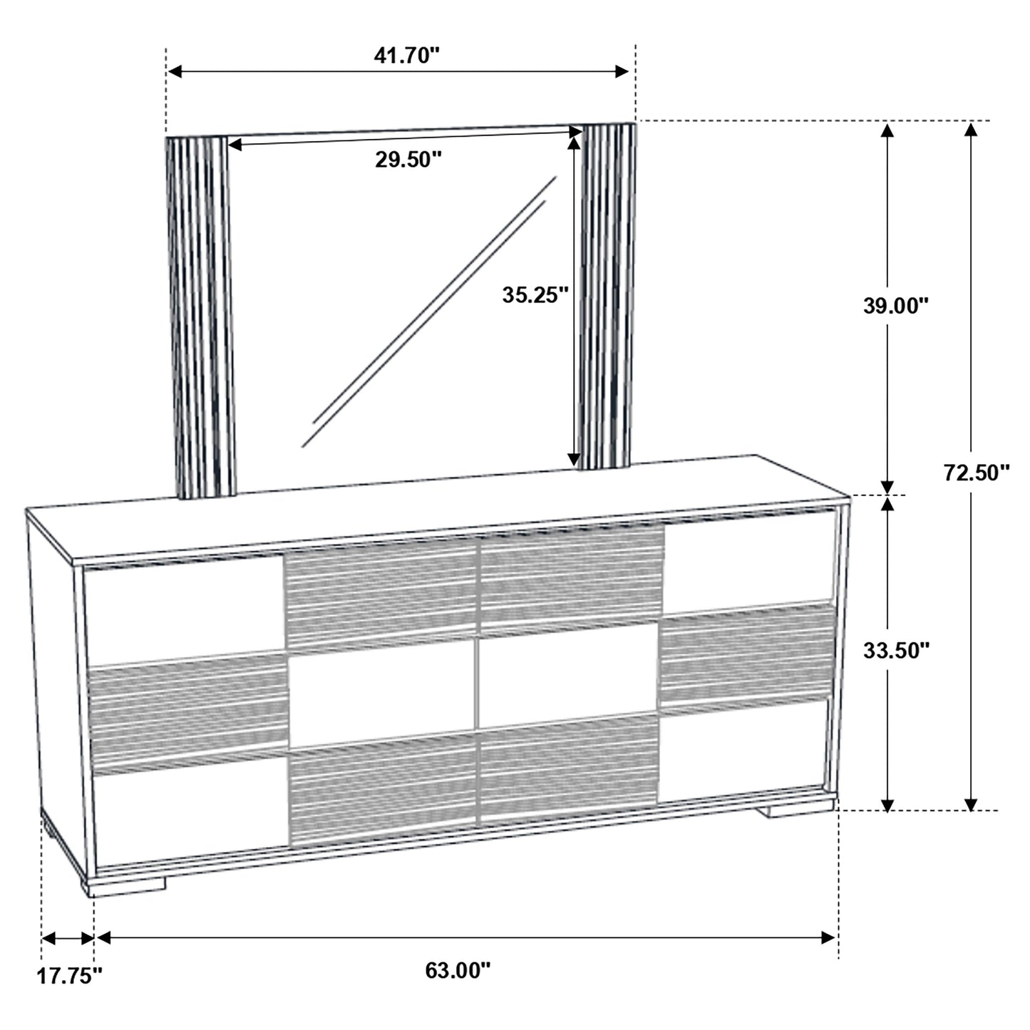 Blacktoft 6-drawer Dresser with Mirror Black