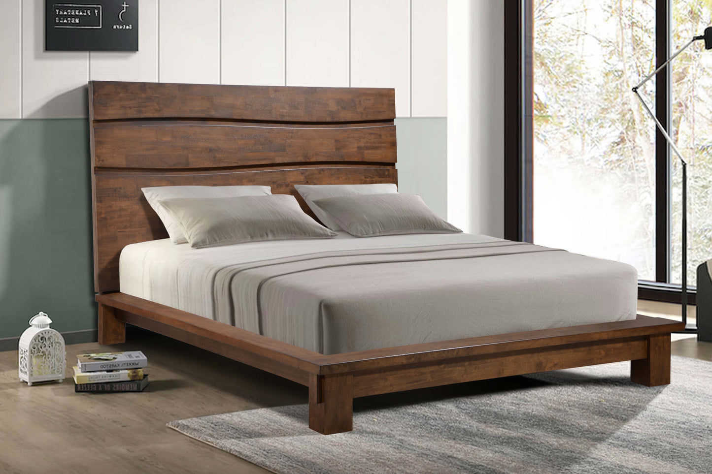 Genevieve Wood California King Panel Bed Dark Brown