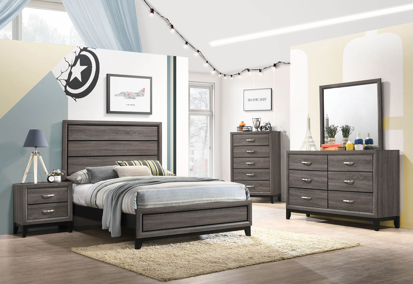 Watson 5-piece Full Bedroom Set Grey Oak