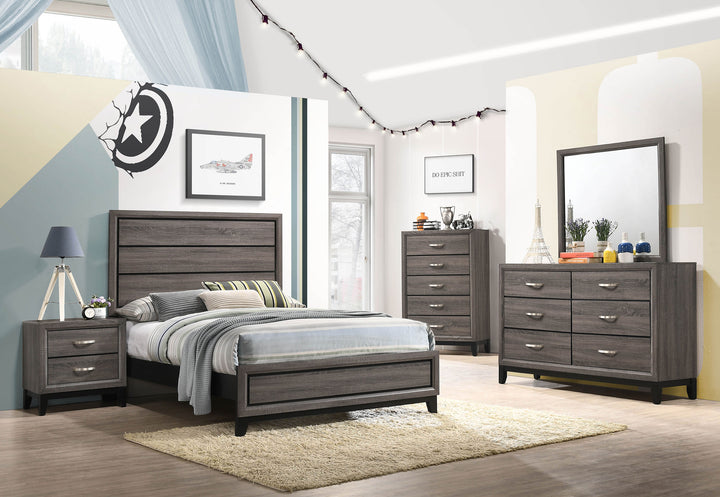 Watson Wood Full Panel Bed Grey Oak