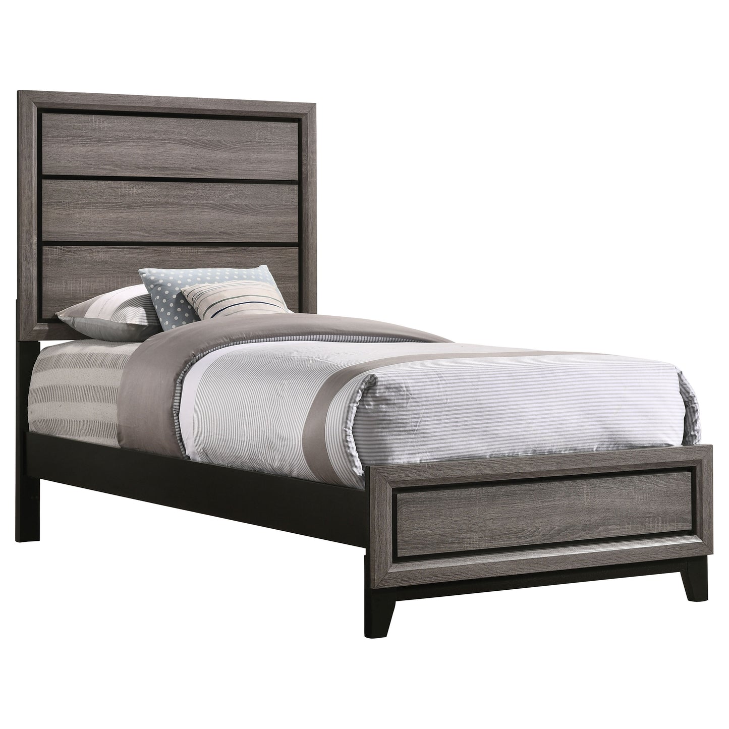 Watson Wood Twin Panel Bed Grey Oak