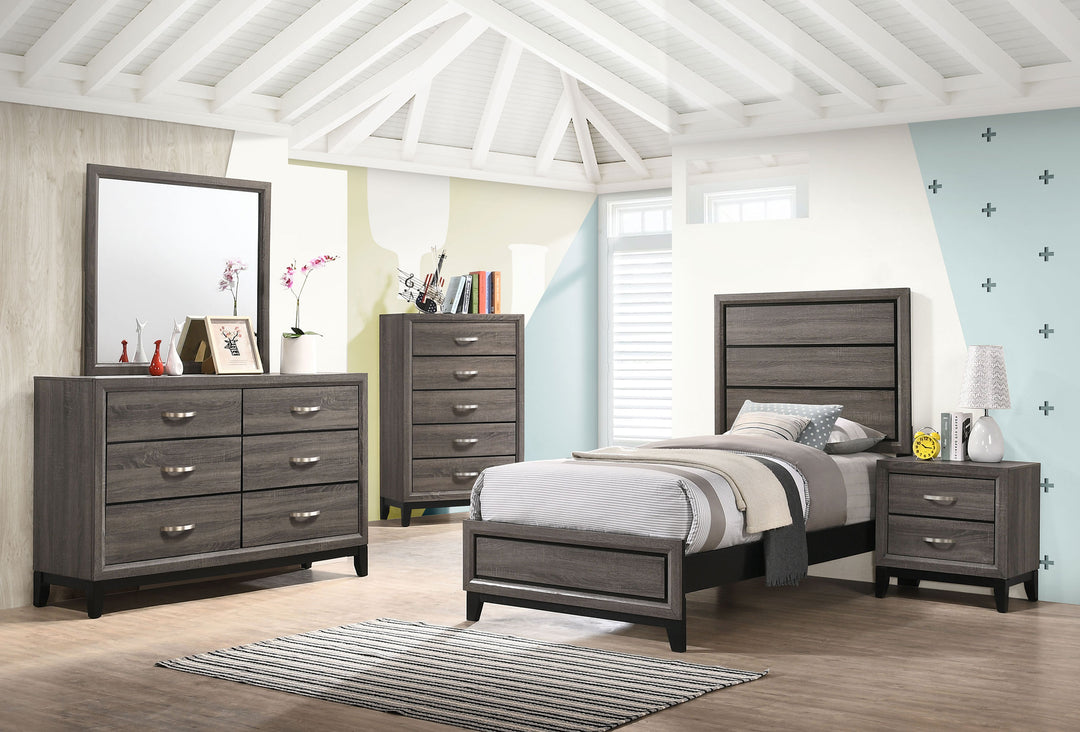 Watson Wood Twin Panel Bed Grey Oak