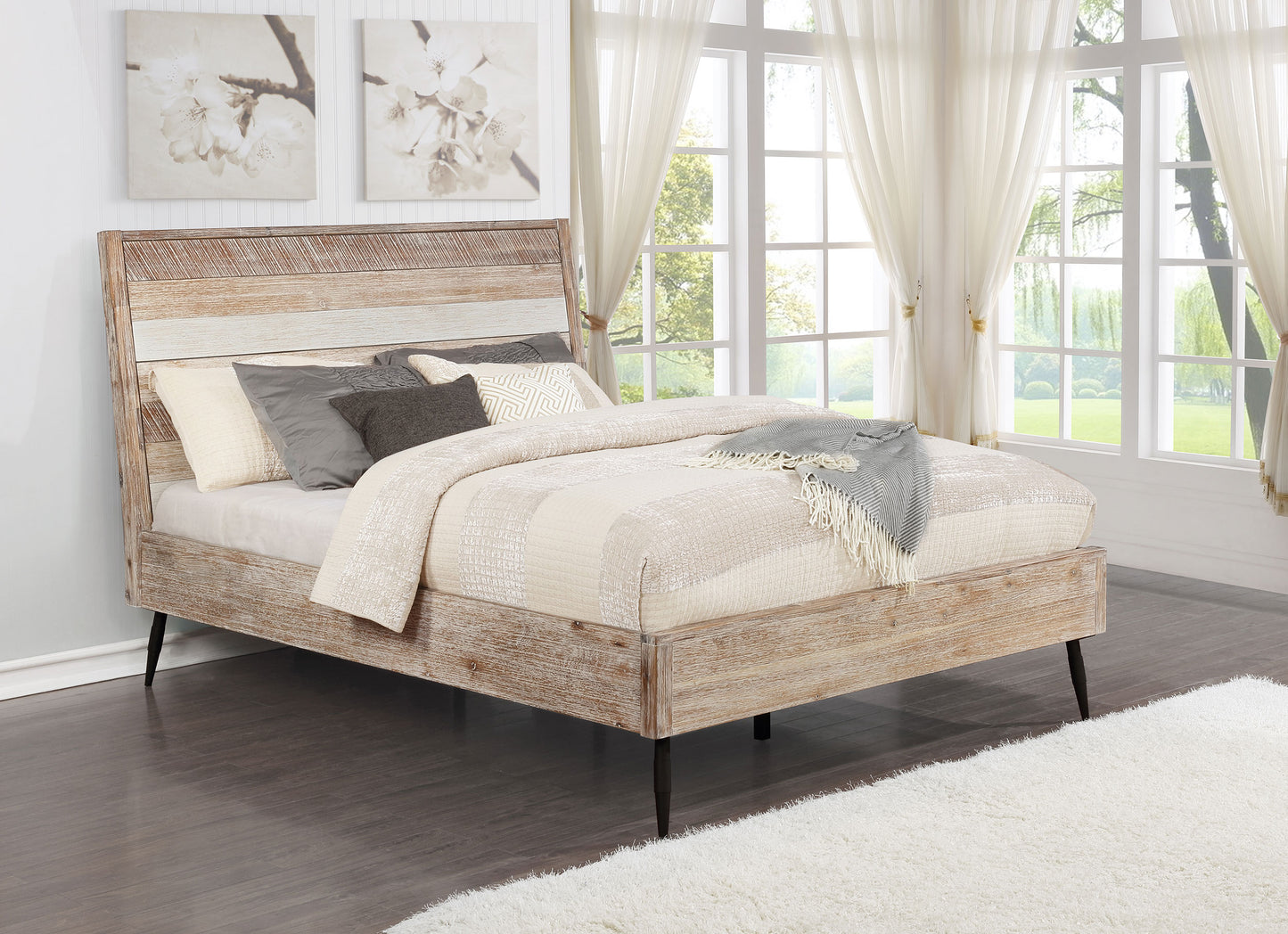 Marlow Wood California King Panel Bed Rough Sawn Multi