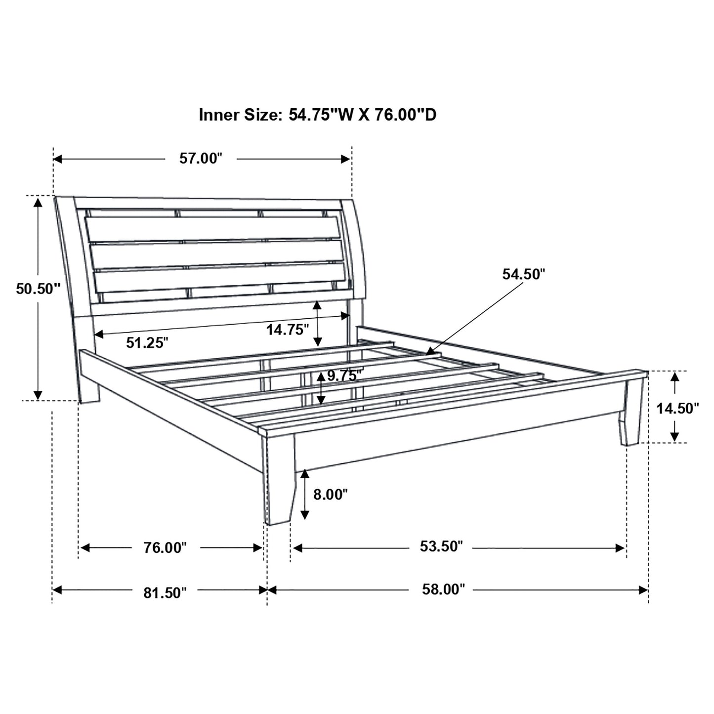 Serenity Wood Full Panel Bed Mod Grey