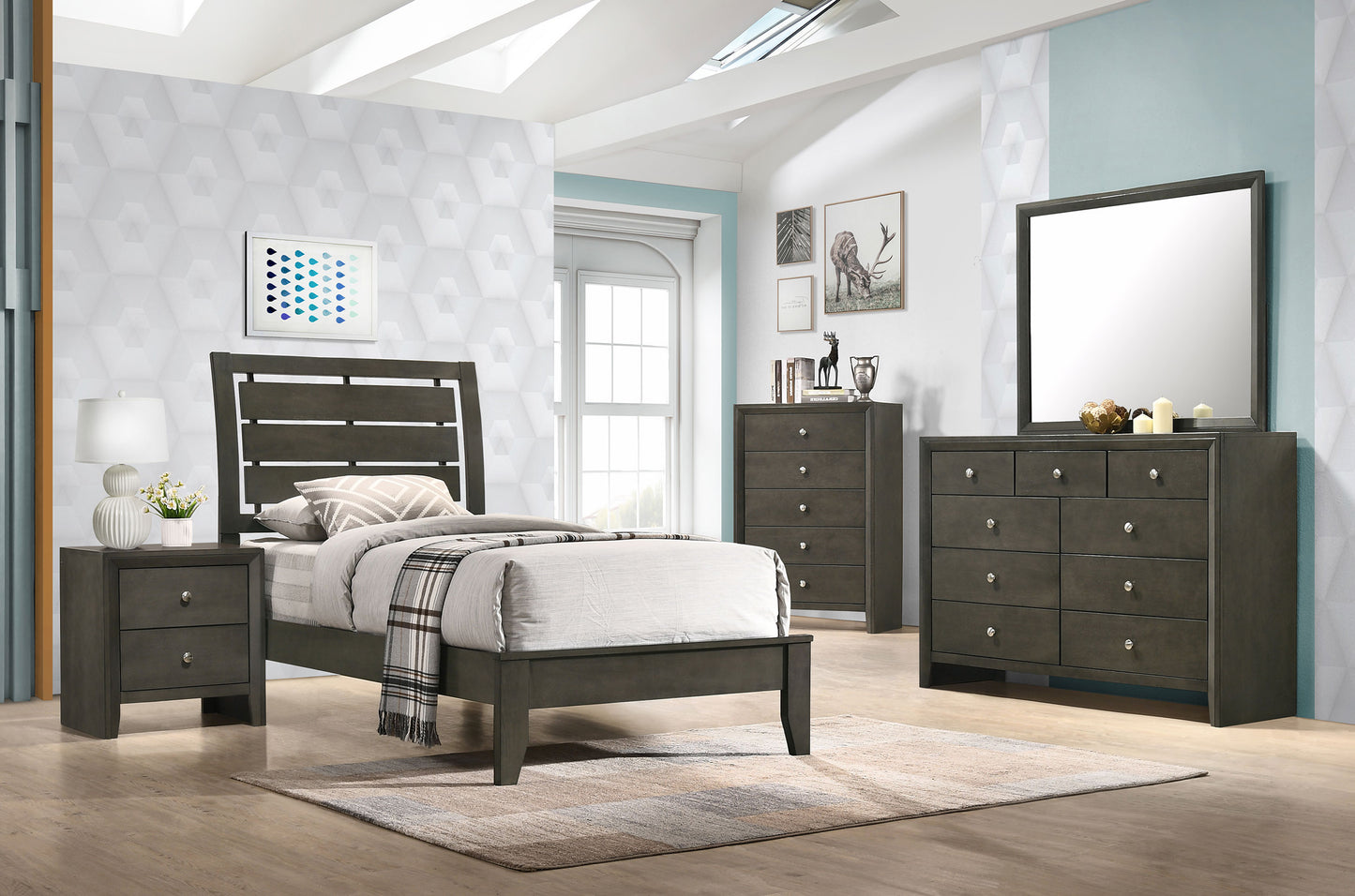 Serenity 4-piece Twin Bedroom Set Mod Grey