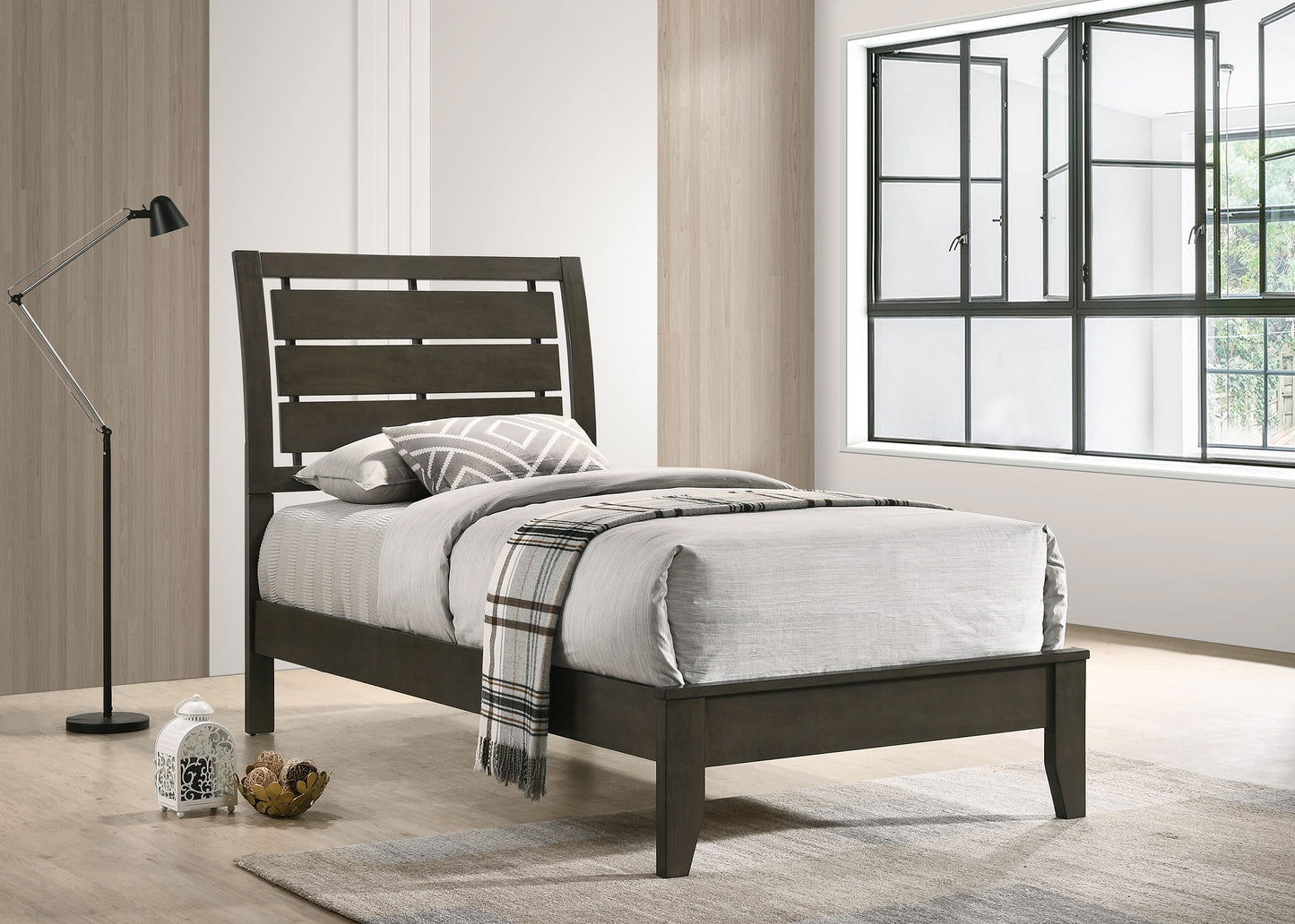 Serenity Wood Twin Panel Bed Mod Grey