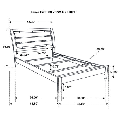 Serenity Wood Twin Panel Bed Mod Grey