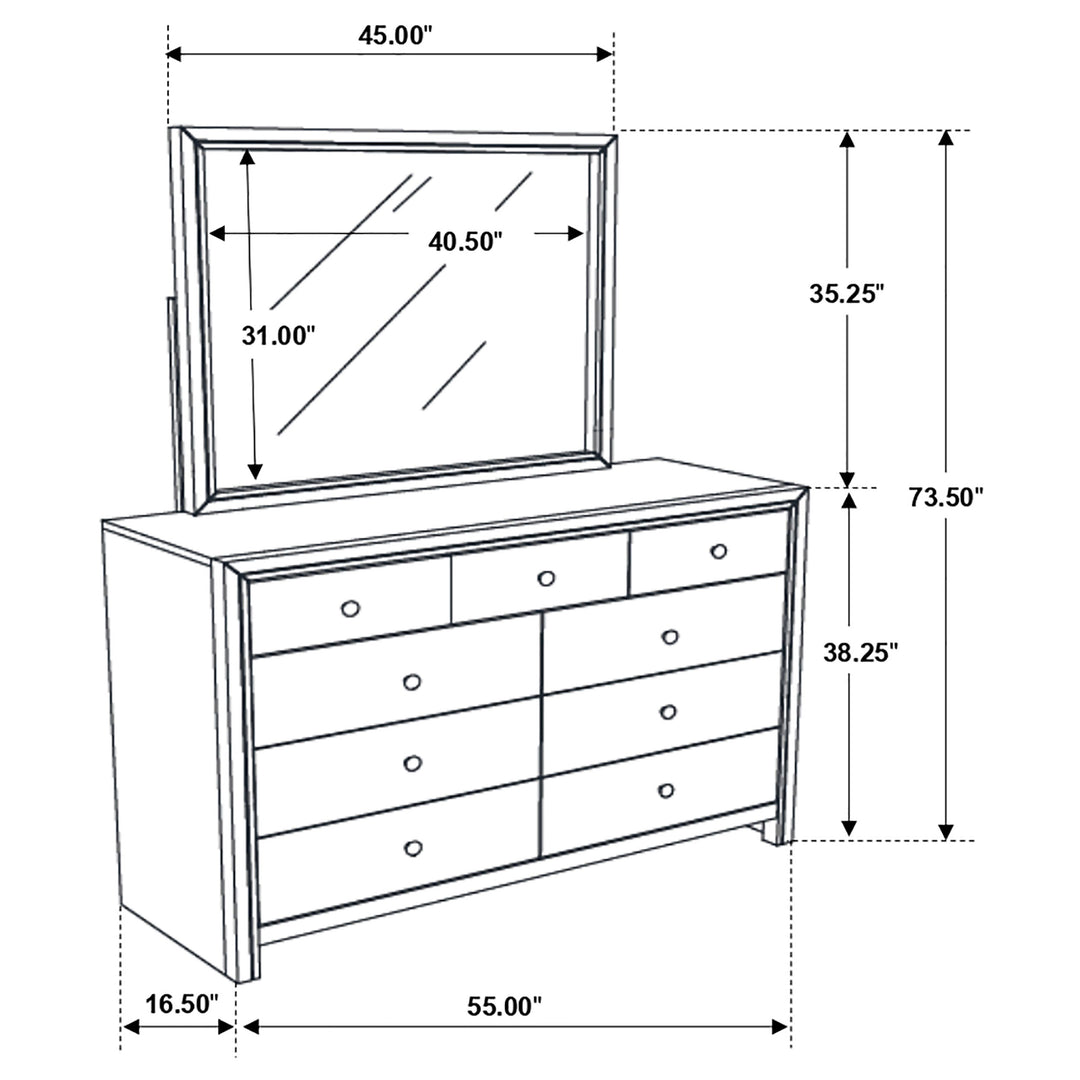 Serenity 9-drawer Dresser with Mirror Mod Grey