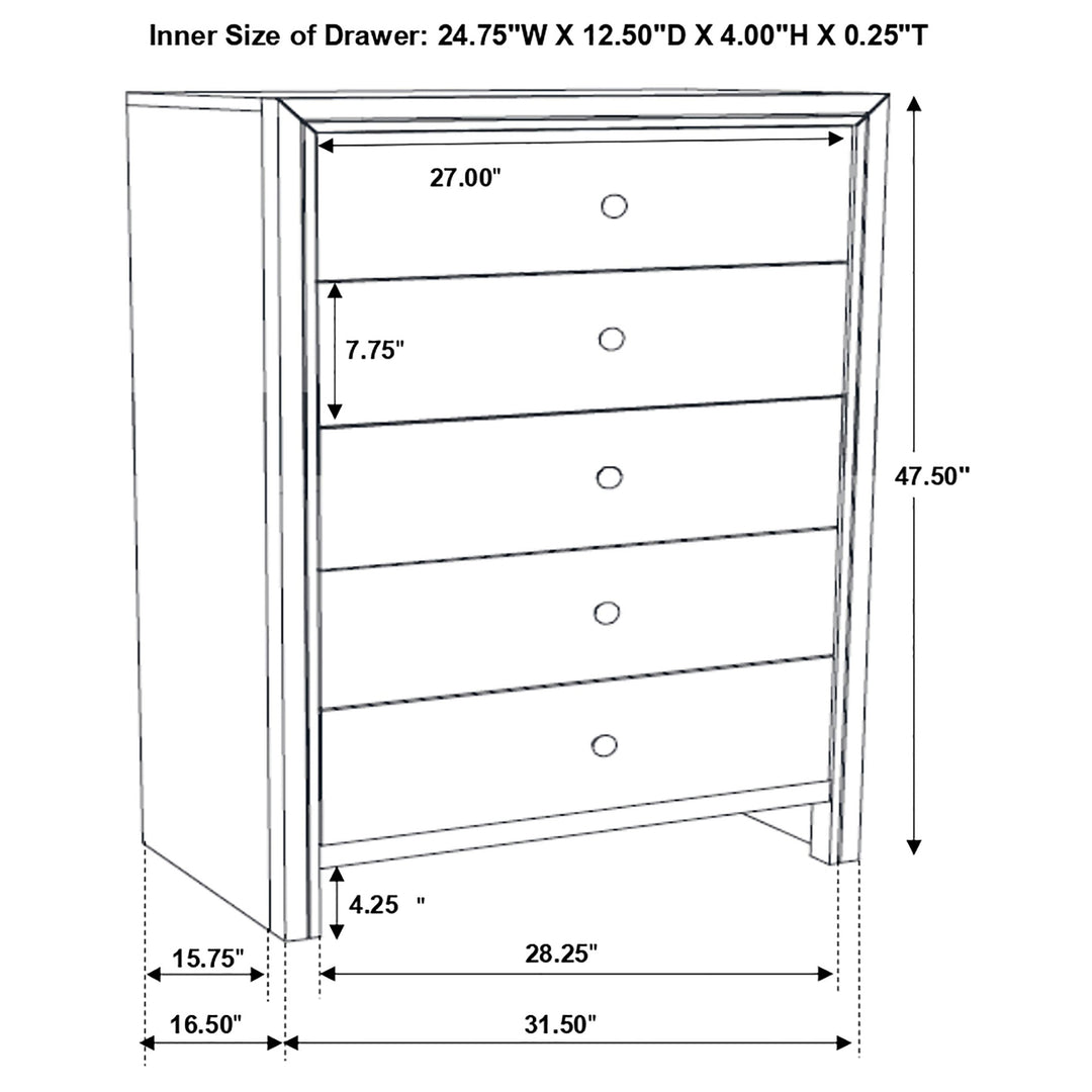 Serenity 5-drawer Bedroom Chest Mod Grey