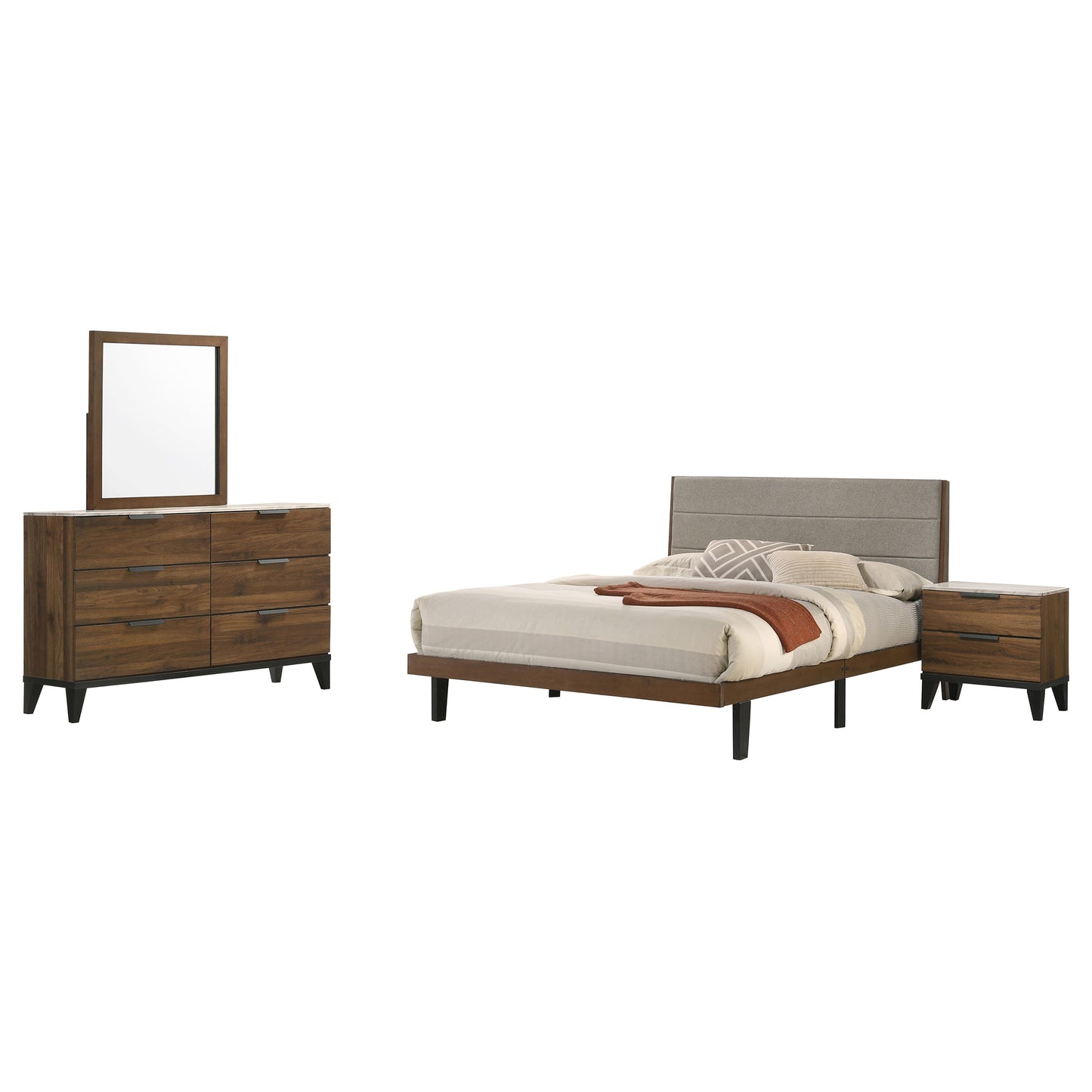 Mays 4-piece Eastern King Bedroom Set Walnut