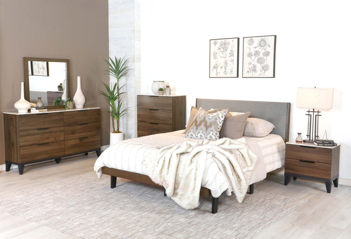 Mays Wood Eastern King Panel Bed Walnut