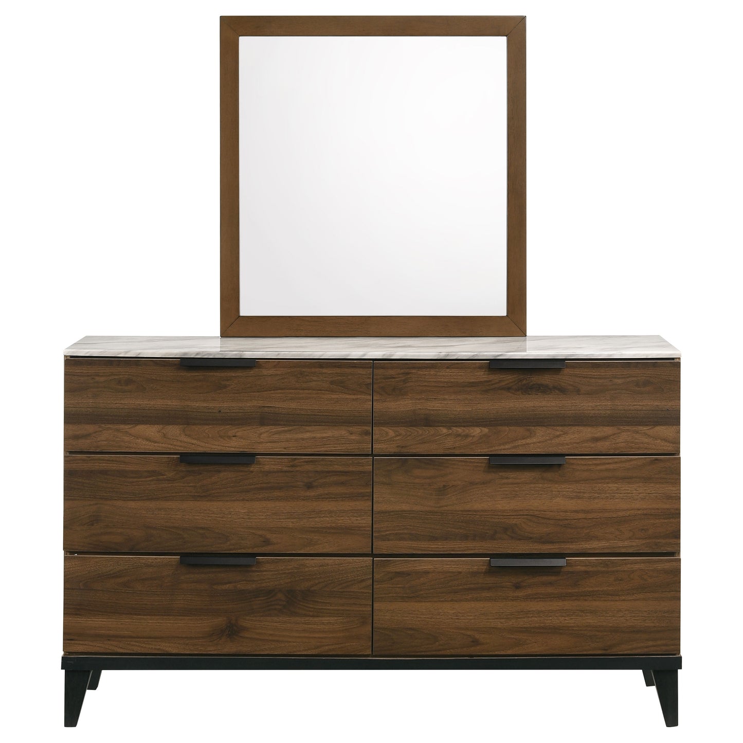 Mays 6-drawer Dresser with Mirror Walnut