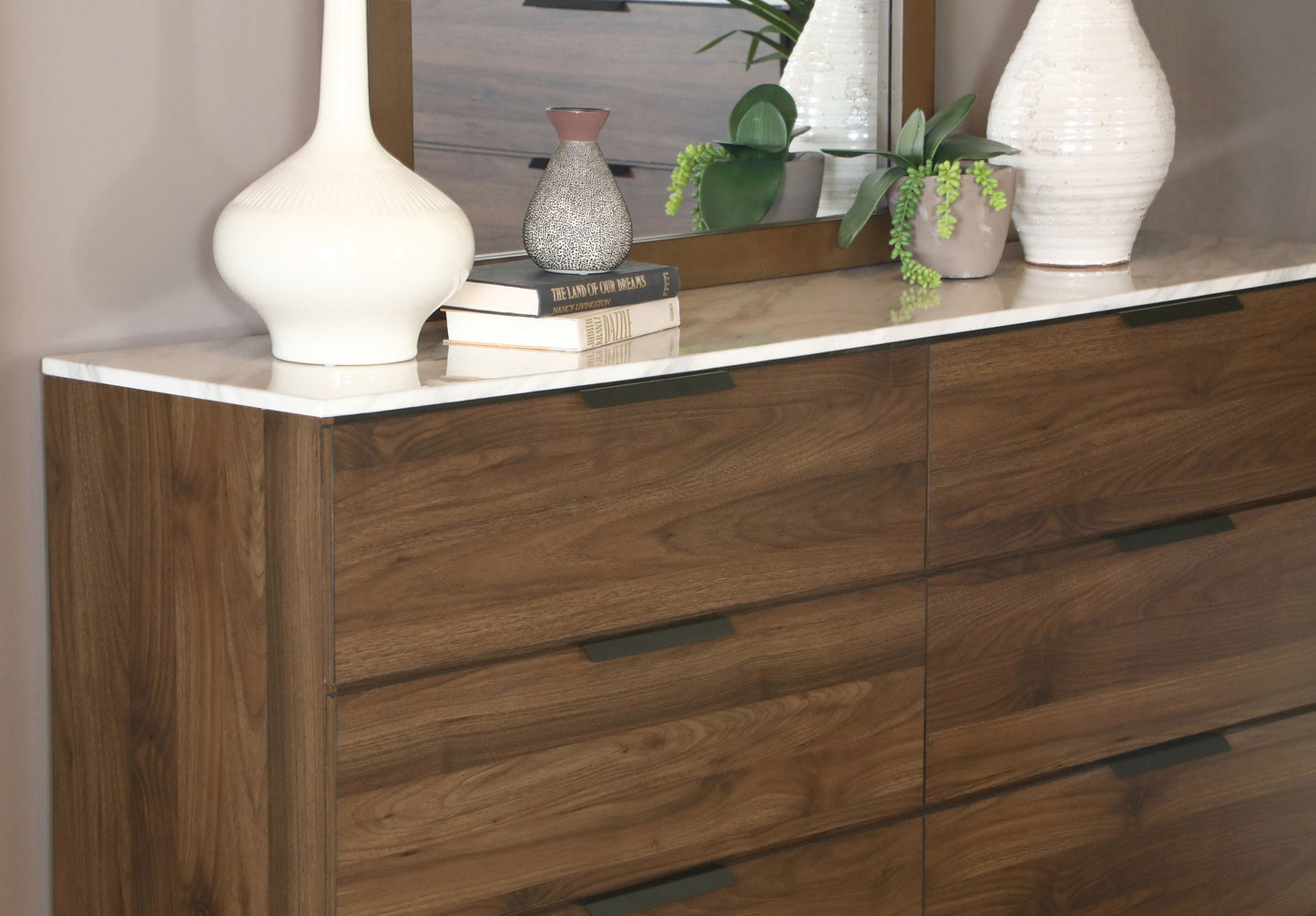 Mays 6-drawer Dresser with Mirror Walnut