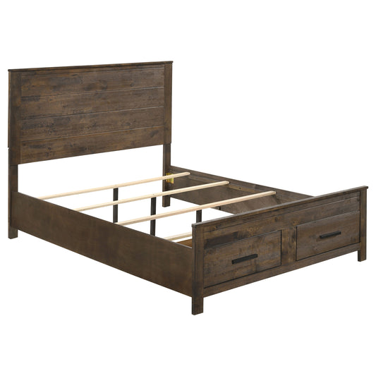 Woodmont Eastern King Storage Bed Rustic Golden Brown