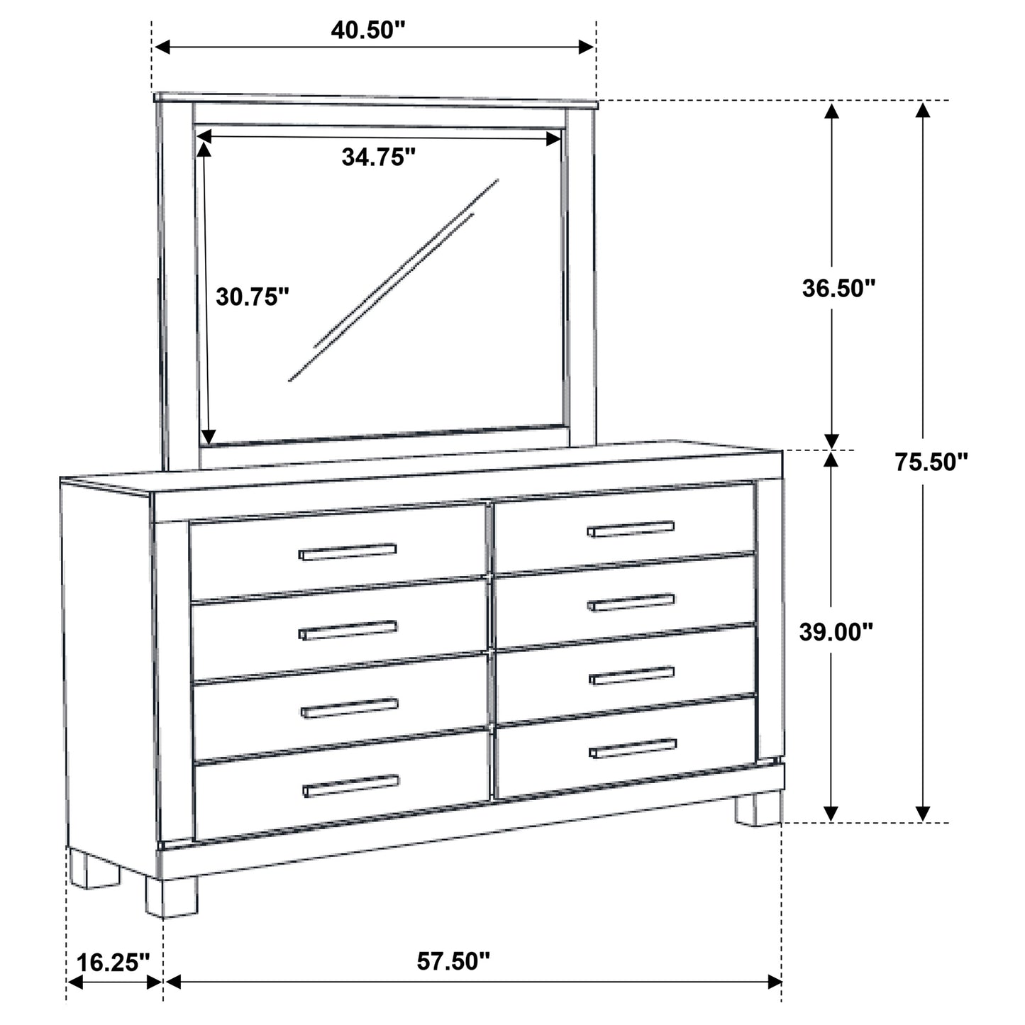 Woodmont 8-drawer Dresser with Mirror Rustic Golden Brown