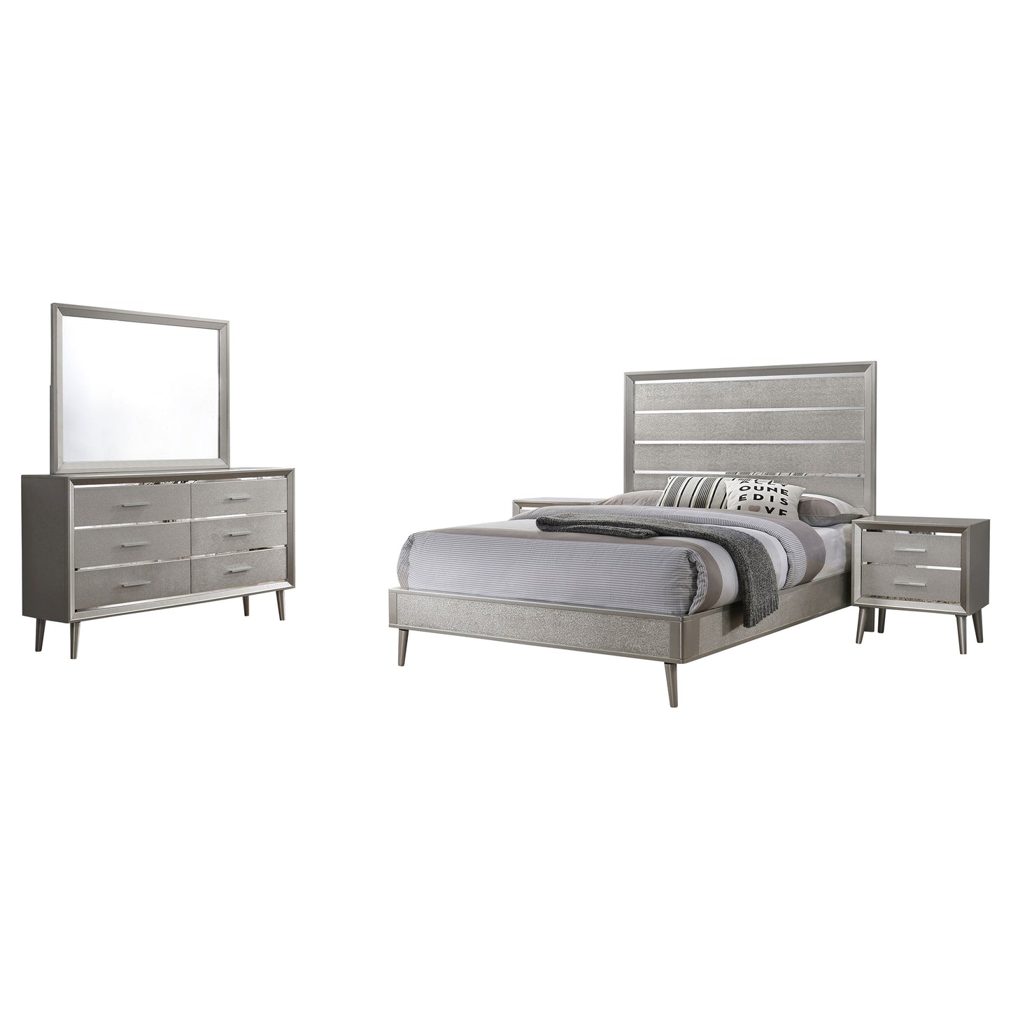 Ramon 4-piece Full Bedroom Set Metallic Sterling