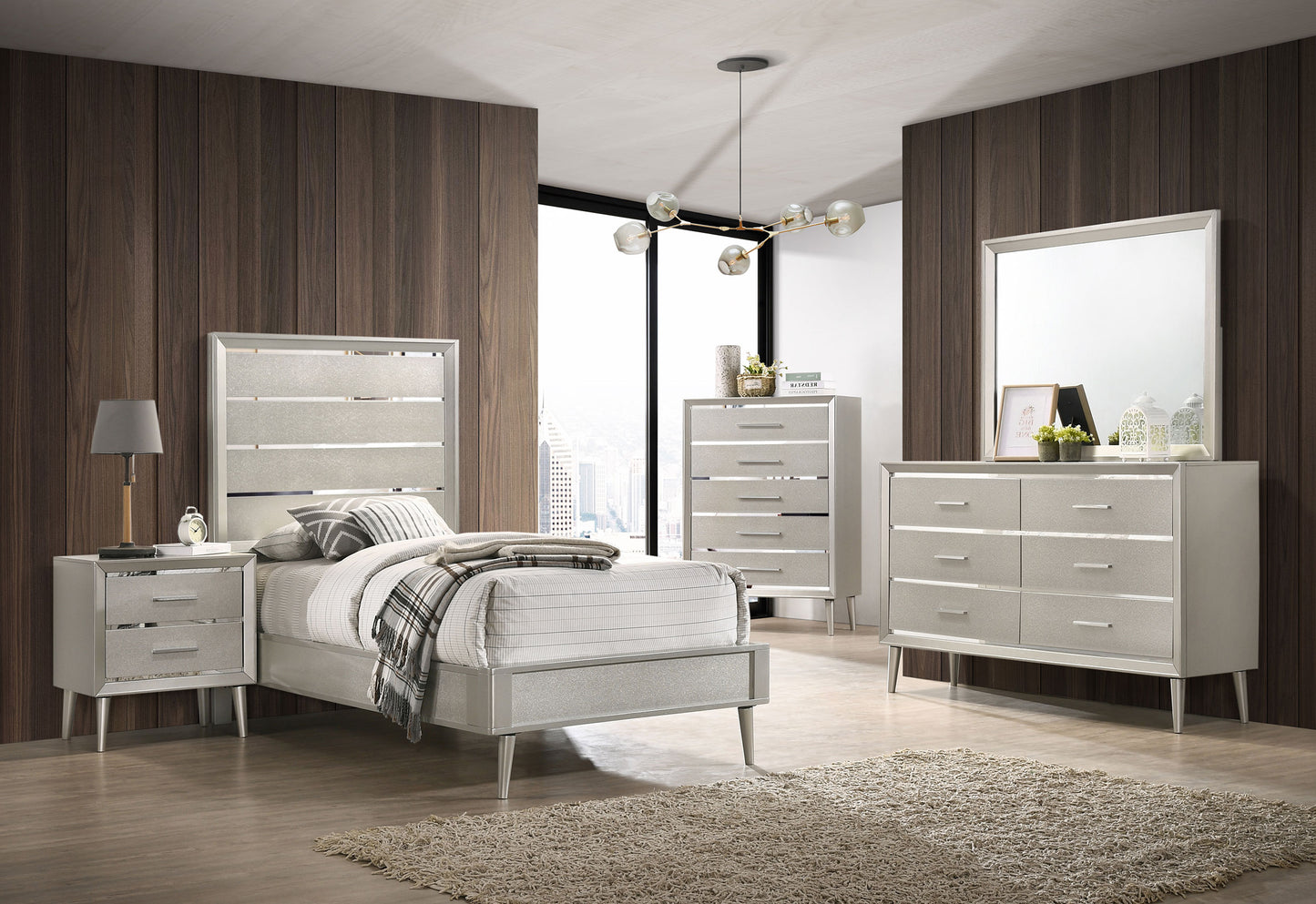 Ramon 4-piece Twin Bedroom Set Metallic Sterling