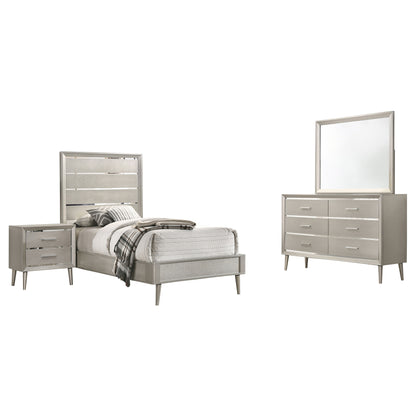 Ramon 4-piece Twin Bedroom Set Metallic Sterling