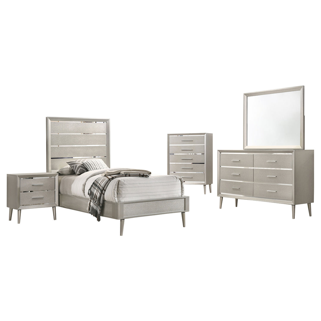 Ramon 5-piece Twin Bedroom Set Metallic Sterling