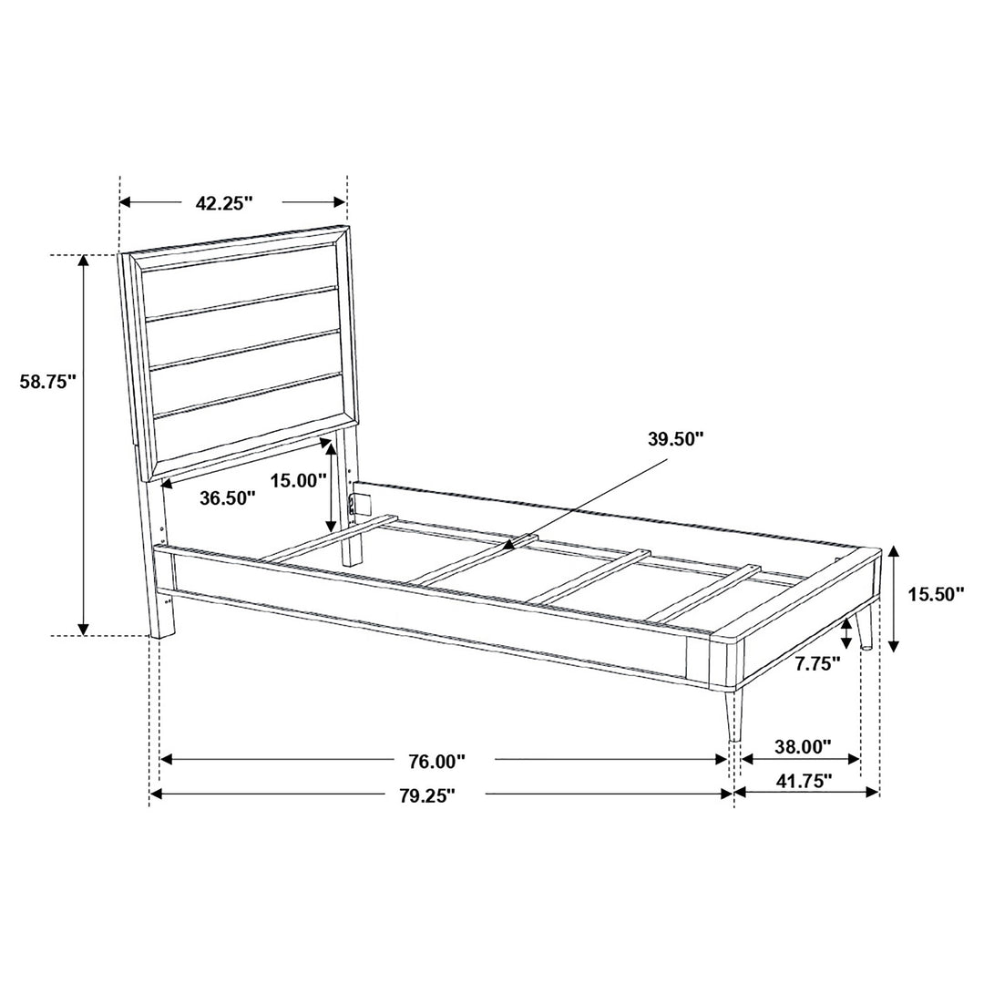 Ramon Wood Twin Panel Bed Metallic Sterling