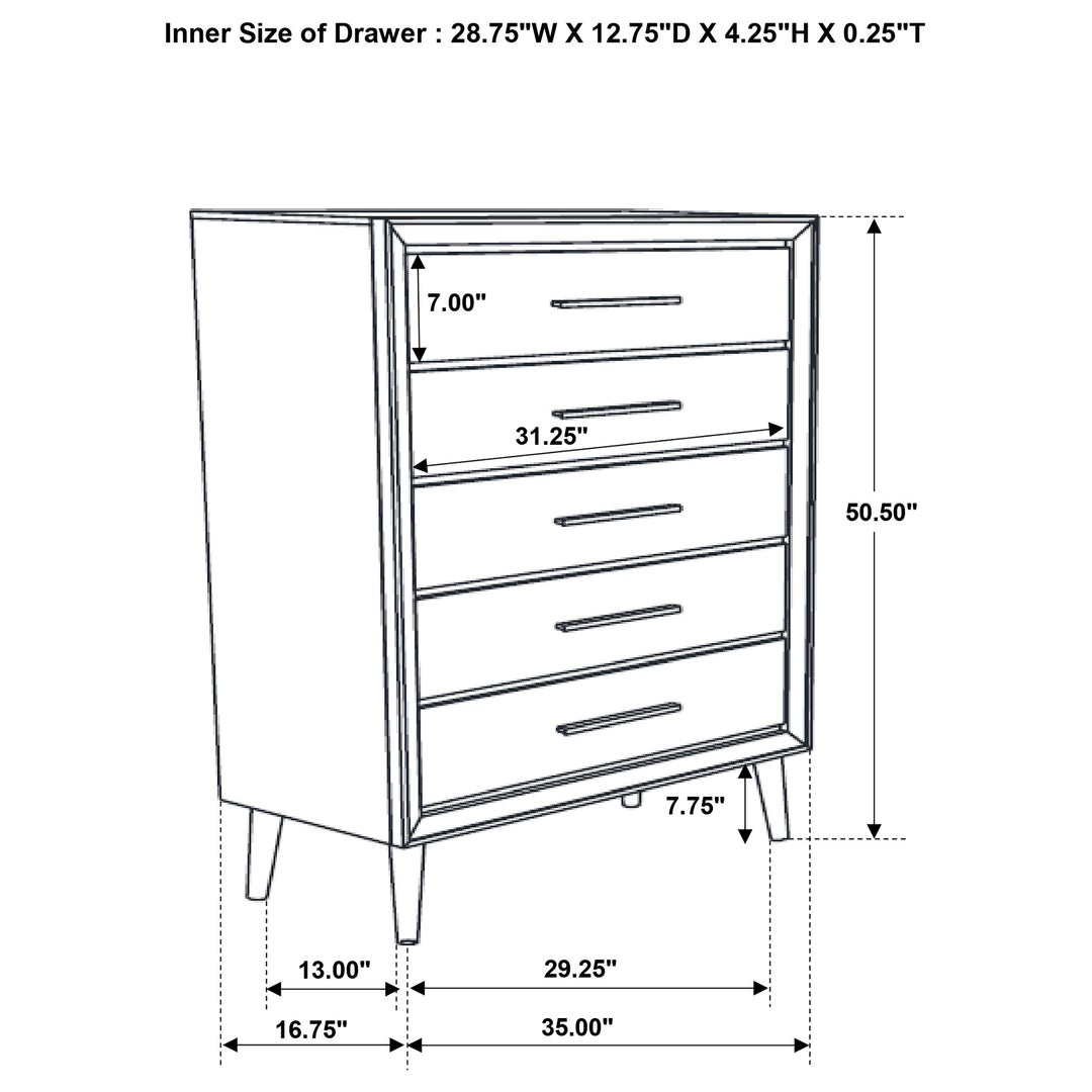 Ramon 5-drawer Bedroom Chest Metallic Sterling