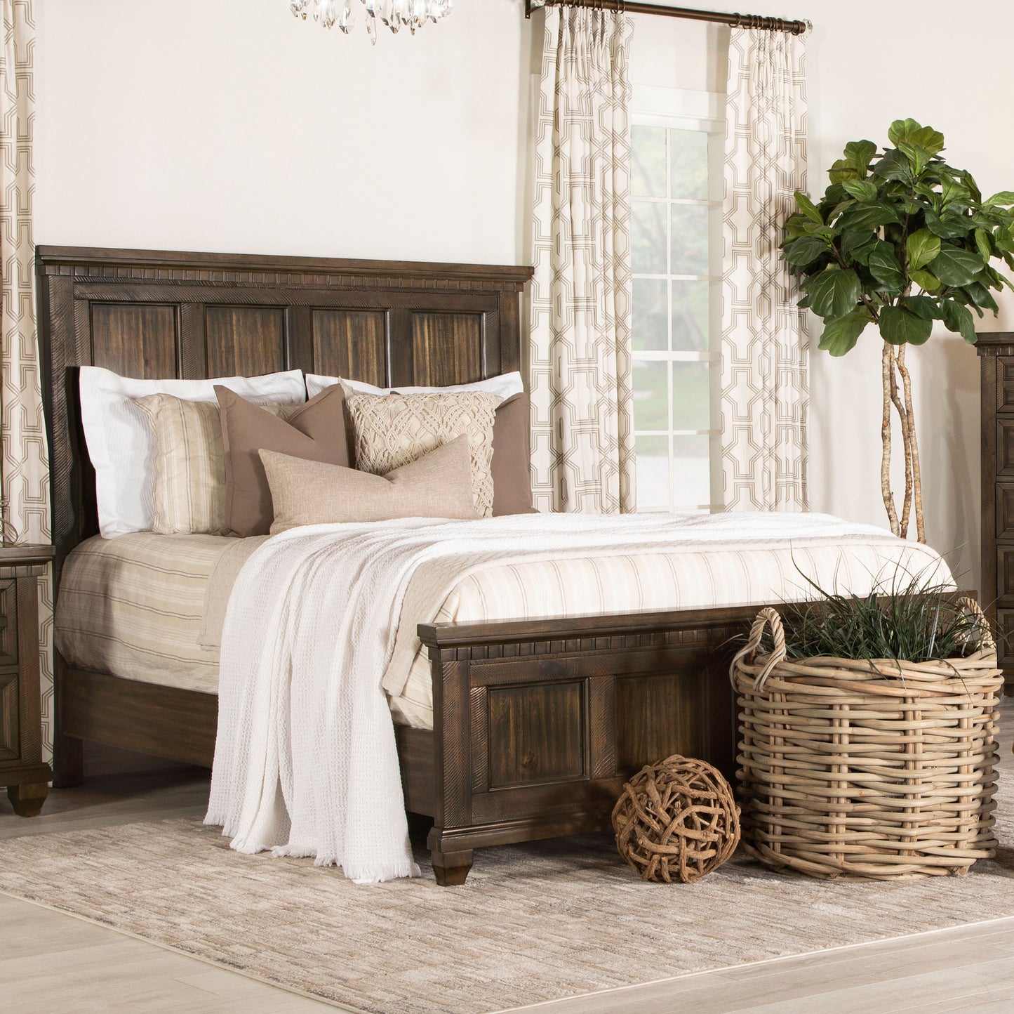 Bennington Wood Eastern King Panel Bed Acacia Brown