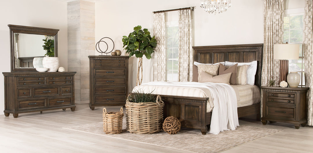 Bennington Wood Eastern King Panel Bed Acacia Brown