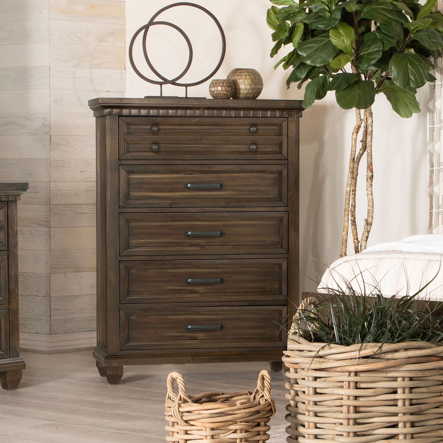 Bennington 5-drawer Bedroom Chest Acacia Brown