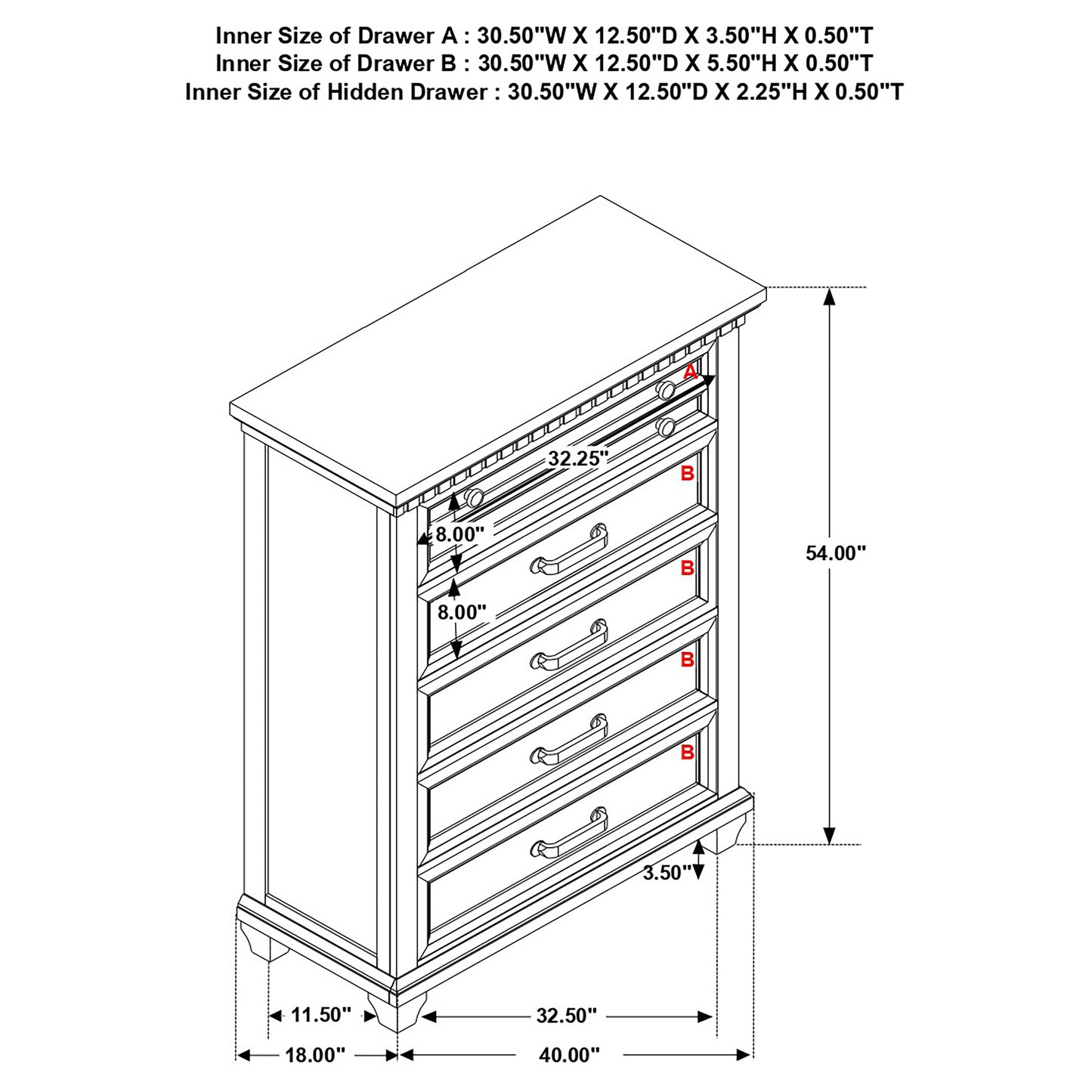 Bennington 5-drawer Bedroom Chest Acacia Brown