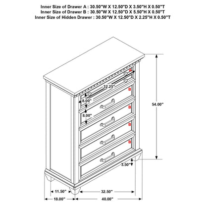 Bennington 5-drawer Bedroom Chest Acacia Brown