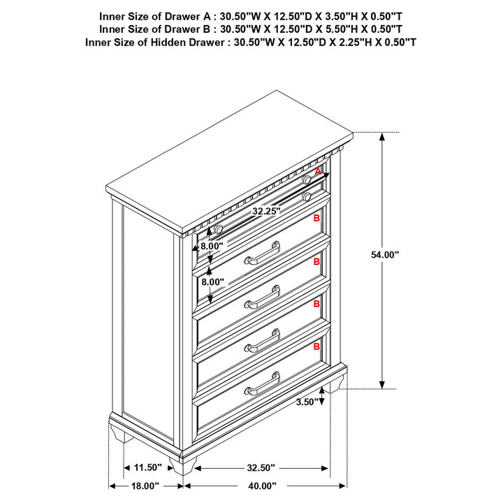 Bennington 5-drawer Bedroom Chest Acacia Brown