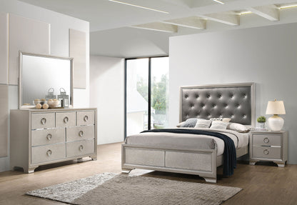 Salford 4-piece Eastern King Bedroom Set Metallic Sterling