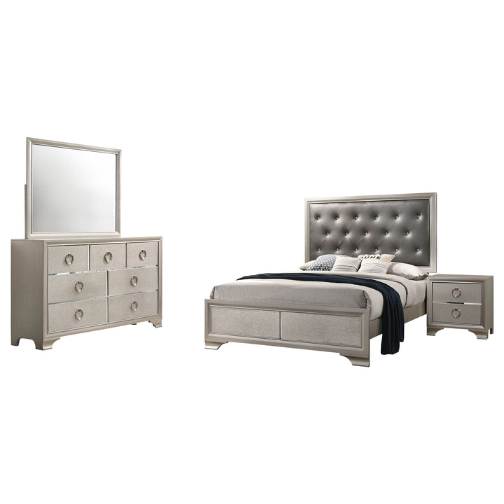 Salford 4-piece Eastern King Bedroom Set Metallic Sterling