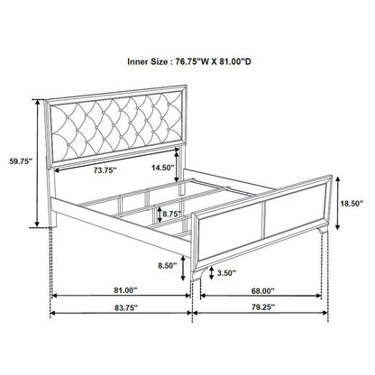 Salford 4-piece Eastern King Bedroom Set Metallic Sterling