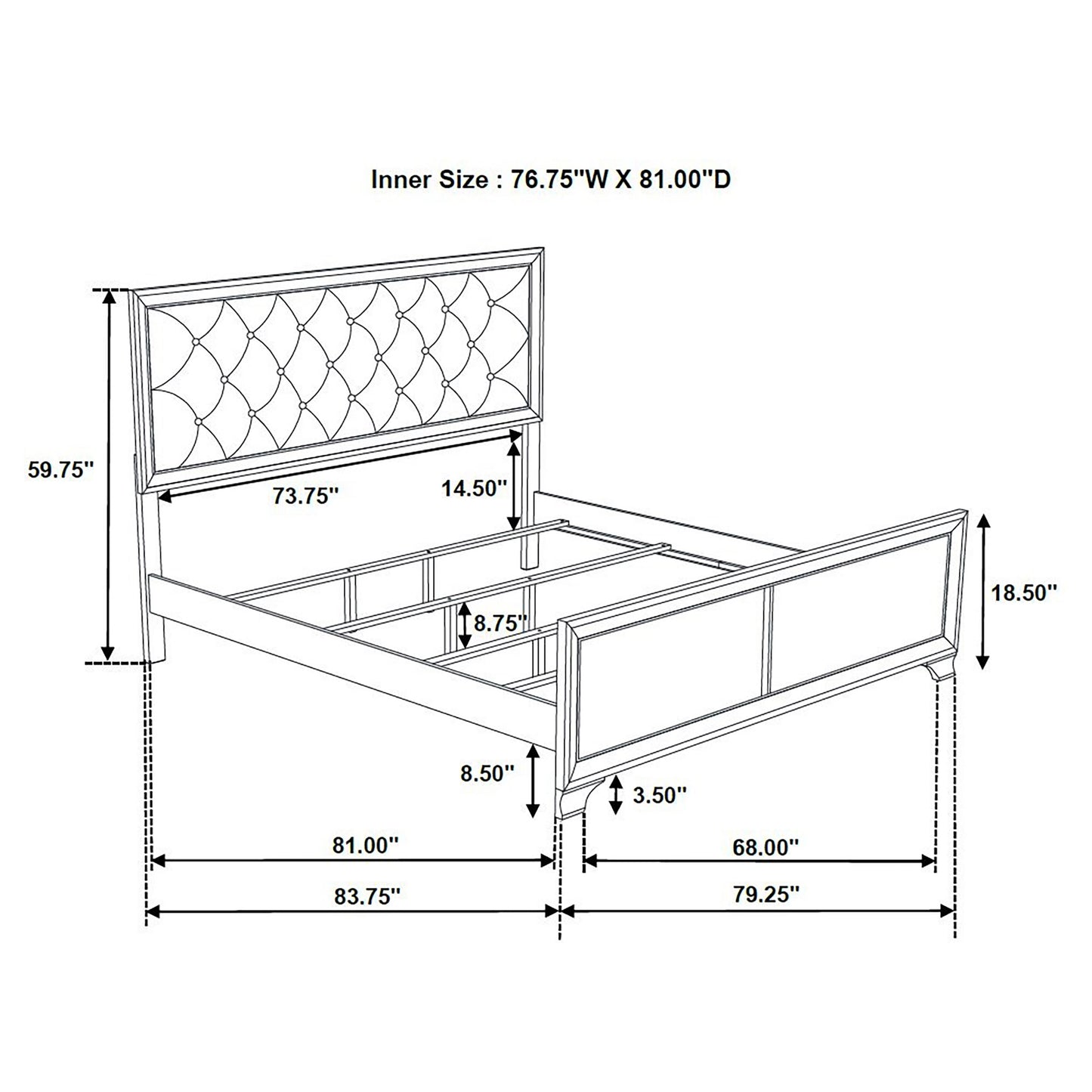 Salford Wood Eastern King Panel Bed Metallic Sterling