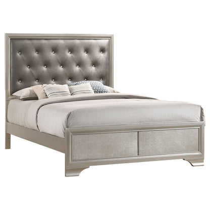 Salford Wood Queen Panel Bed Metallic Sterling