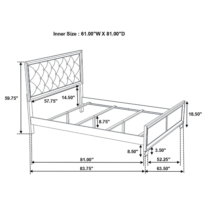 Salford Wood Queen Panel Bed Metallic Sterling