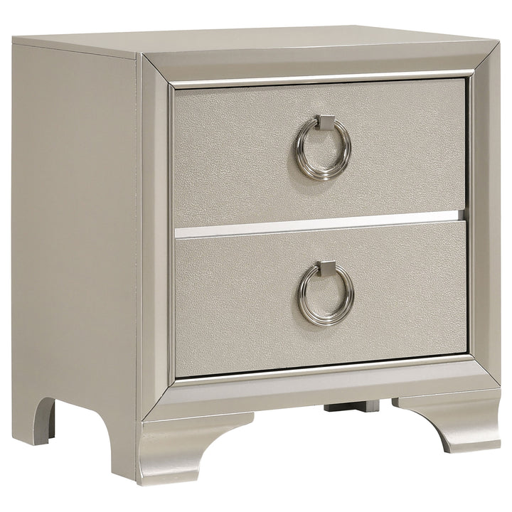 Salford 2-drawer Nightstand Metallic Sterling