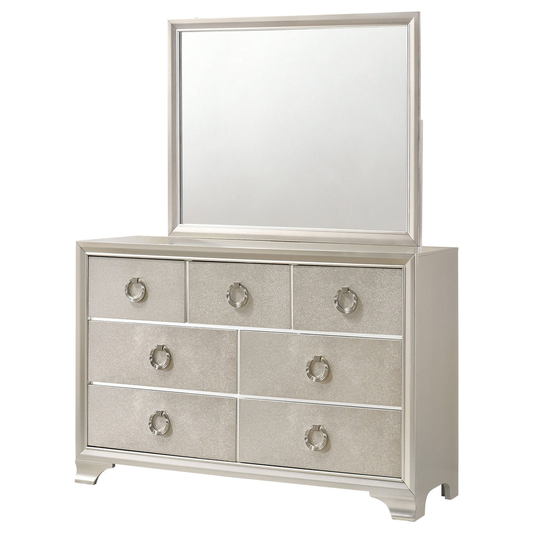 Salford 7-drawer Dresser with Mirror Metallic Sterling