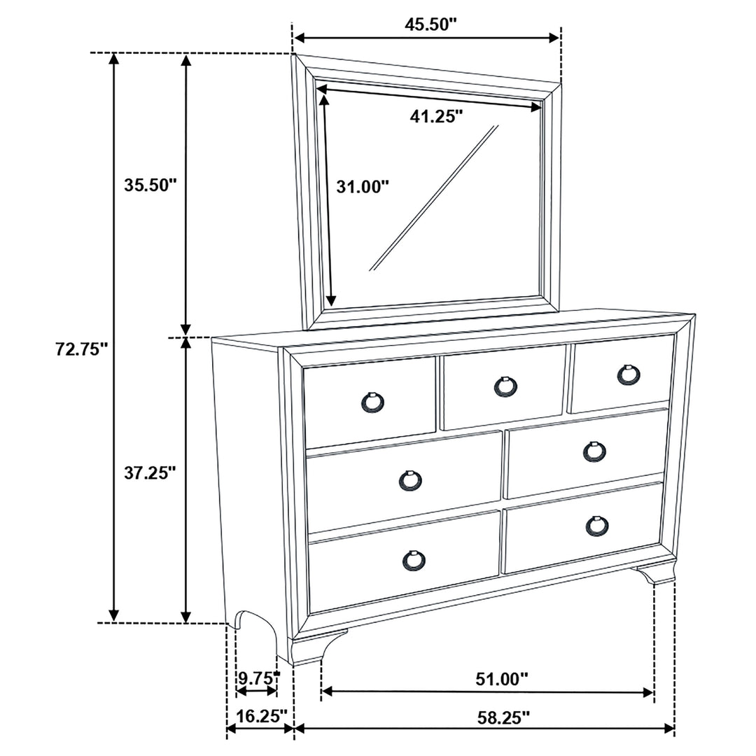 Salford 7-drawer Dresser with Mirror Metallic Sterling