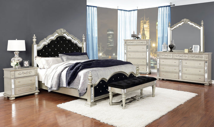 Heidi Wood Eastern King Poster Bed Metallic Platinum