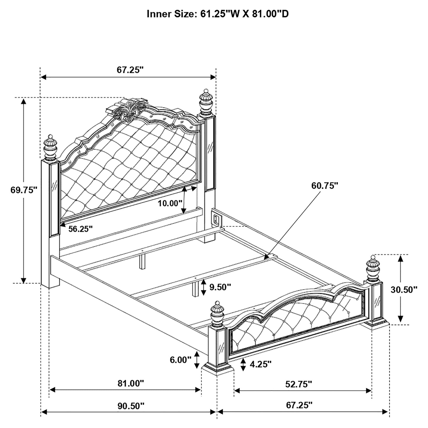 Heidi Wood Queen Poster Bed Metallic Platinum