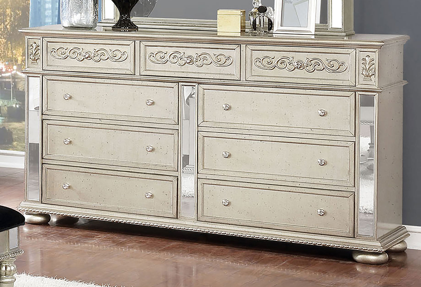 Heidi 9-drawer Dresser Metallic Platinum