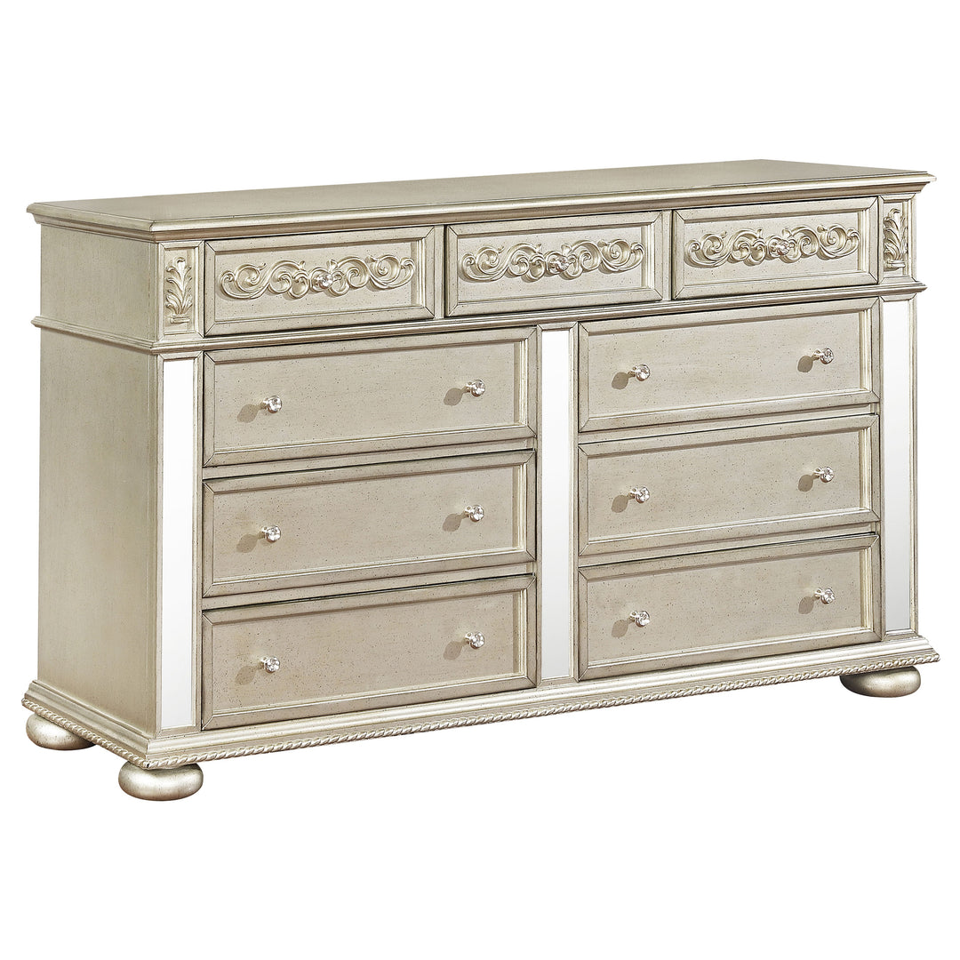 Heidi 9-drawer Dresser Metallic Platinum