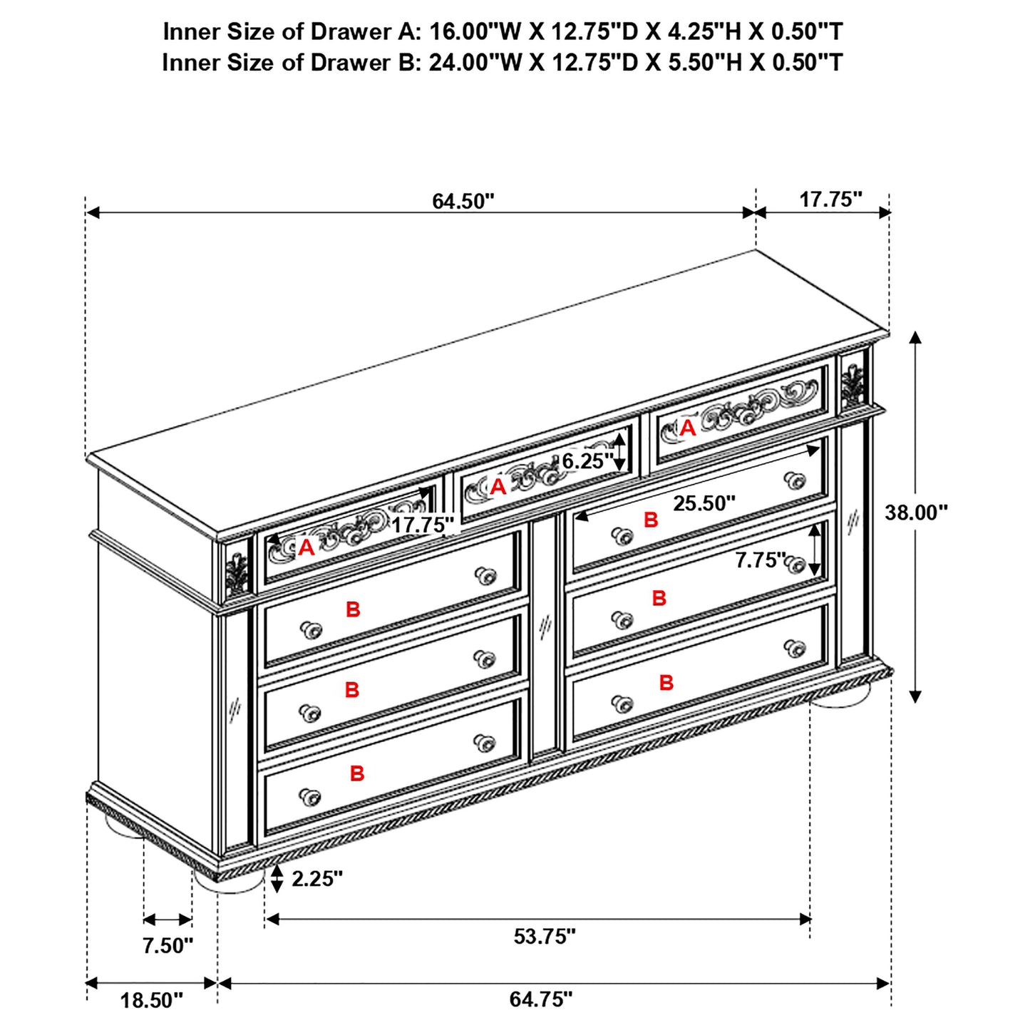 Heidi 9-drawer Dresser Metallic Platinum